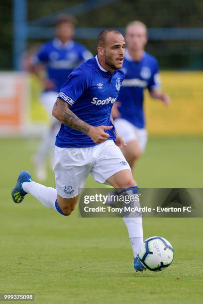 Sandro Ramirez of Everton on the ball during the pre-season friendly match between ATV Irdning and Everton on July 14, 2018 in Liezen, Austria.