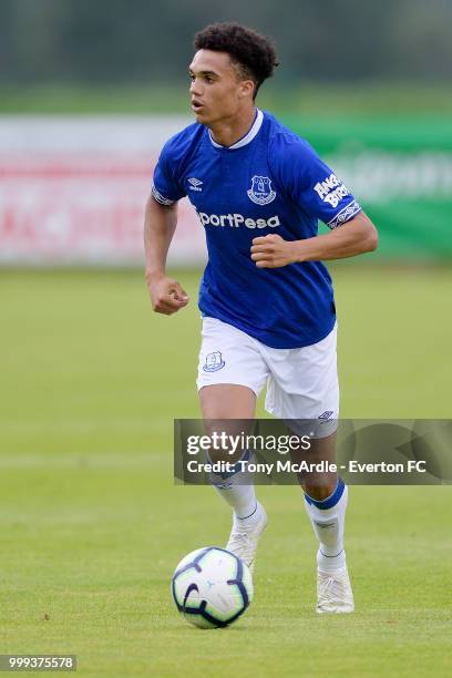 Antonee Robinson of Everton on the ball during the pre-season friendly match between ATV Irdning and Everton on July 14, 2018 in Liezen, Austria.