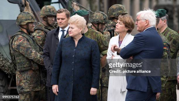German President Frank-Walter Steinmeier, his wife Elke Buedenbender and the President of the Republic of Lithuania, Dalia Grybauskaité , visiting a...