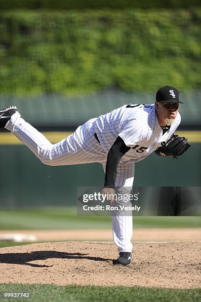 Bobby Jenks of the Chicago White Sox pitches gainst the Toronto Blue Jays on May 9, 2010 at U.S. Cellular Field in Chicago, Illinois. The Blue Jays...