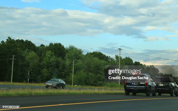 police vehicle stop a speeding motorist on a rural highway - highway patrol stock pictures, royalty-free photos & images