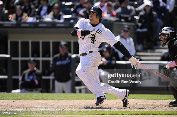 Carlos Quentin of the Chicago White Sox bats against the Toronto Blue Jays on May 9, 2010 at U.S. Cellular Field in Chicago, Illinois. The Blue Jays...