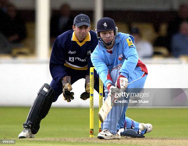 James Hockley of Kent hits out during the Warwickshire Bears v Kent Spitfire Norwich Union League Division One one day match at Edgbaston,...