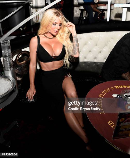 Model Jessica Weaver hosts Larry Flynt's Hustler Club Instagram party at Larry Flynt's Hustler Club on July 15, 2018 in Las Vegas, Nevada.