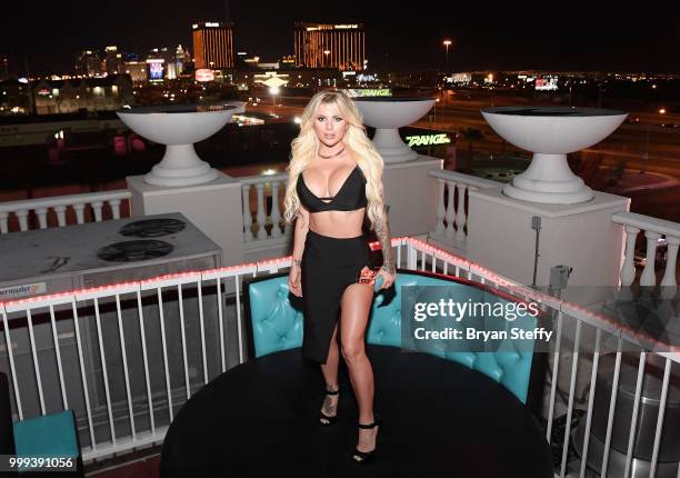 Model Jessica Weaver hosts Larry Flynt's Hustler Club Instagram party at Larry Flynt's Hustler Club on July 15, 2018 in Las Vegas, Nevada.