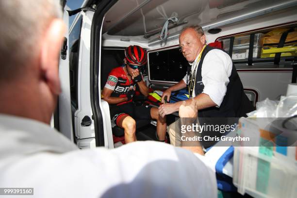 Richie Porte of Australia and BMC Racing Team / Crash / Injury / Doctor / Medical / Abandon / Broken collar bone / during the 105th Tour de France...
