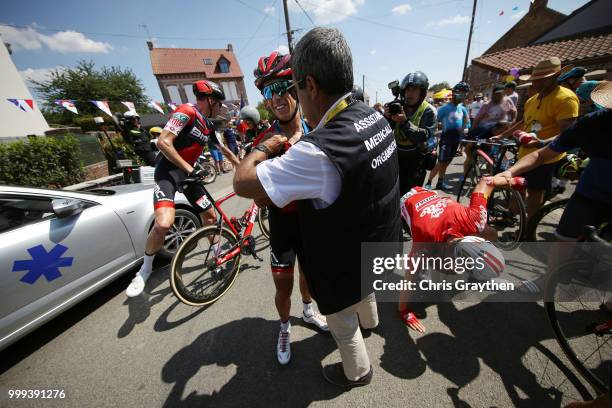 Richie Porte of Australia and BMC Racing Team / Crash / Injury / Doctor / Medical / Abandon / Broken collar bone / during the 105th Tour de France...