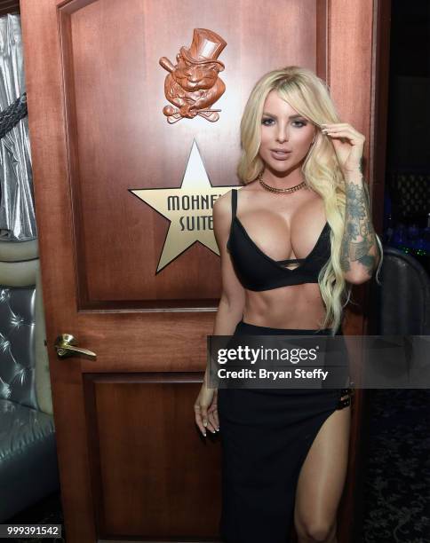 Model Jessica Weaver hosts Larry Flynt's Hustler Club Instagram party at Larry Flynt's Hustler Club on July 15, 2018 in Las Vegas, Nevada.