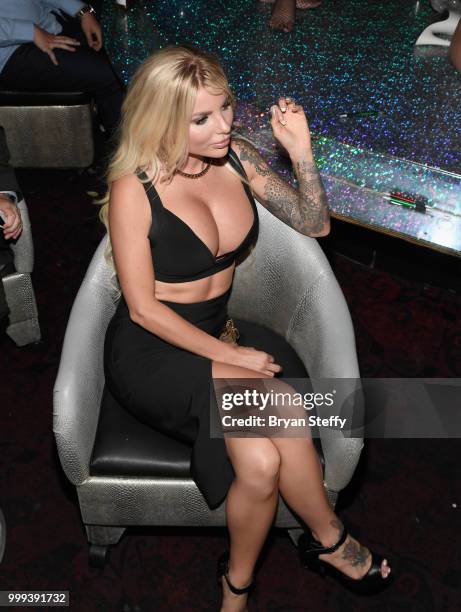 Model Jessica Weaver hosts Larry Flynt's Hustler Club Instagram party at Larry Flynt's Hustler Club on July 15, 2018 in Las Vegas, Nevada.