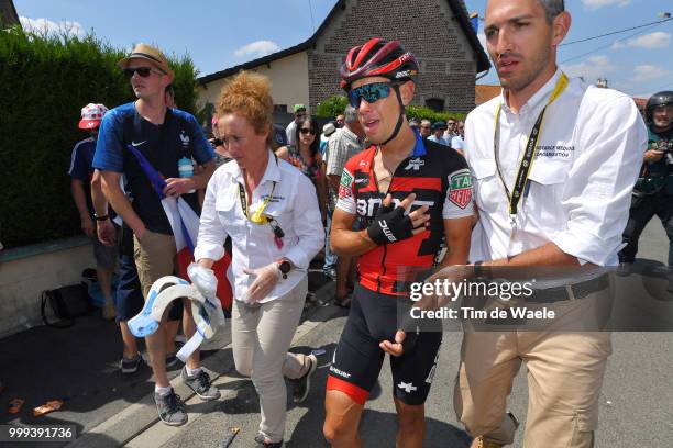 Richie Porte of Australia and BMC Racing Team / Crash / Injury / Doctor / Medical / Abandon / Broken collar bone / during the 105th Tour de France...