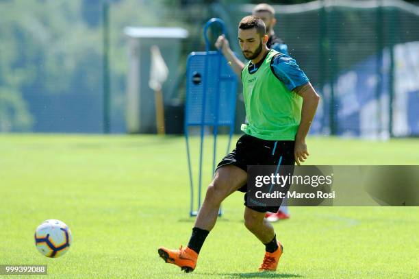 Danilo Cataldi of SS Lazio in action during the SS Lazio pre-season training camp on July 15, 2018 in Auronzo di Cadore nearBelluno, Italy.