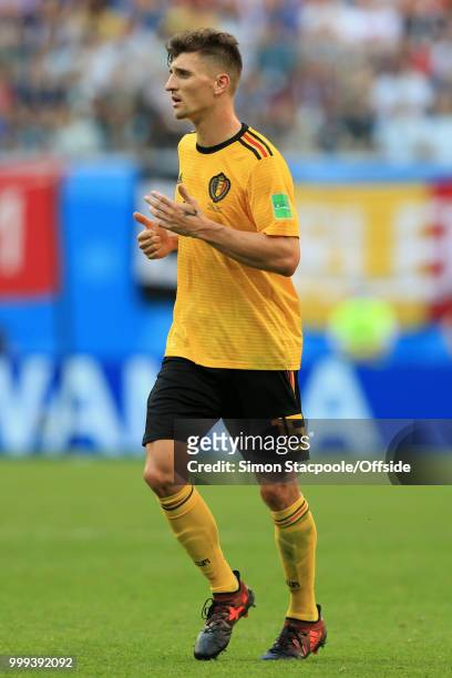 Thomas Meunier of Belgium in action during the 2018 FIFA World Cup Russia 3rd Place Playoff match between Belgium and England at Saint Petersburg...