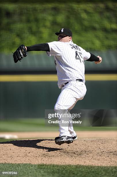 Bobby Jenks of the Chicago White Sox pitches gainst the Toronto Blue Jays on May 9, 2010 at U.S. Cellular Field in Chicago, Illinois. The Blue Jays...