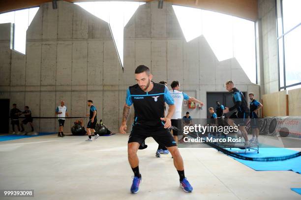 Danilo Cataldi of SS Lazio in action during the SS Lazio pre-season training camp on July 15, 2018 in Auronzo di Cadore nearBelluno, Italy.