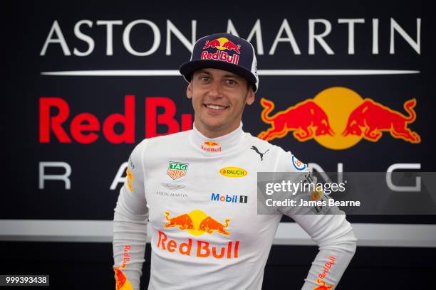 Patrick Friesacher of Austria prepares to drive the Red Bull Racing RB8 during the Goodwood Festival of Speed at Goodwood on July 14, 2018 in...