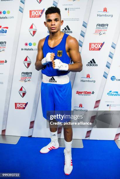 The German boxer Silvio Schierle poses for the camera in Hamburg, Germany, 25 August 2017. Schierle won his fight against Aygun from Turkey by...