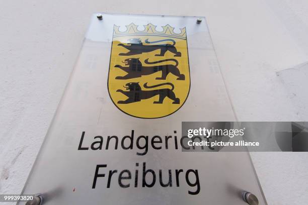 The plate of the regional court in Freiburg, Germany, 23 August 2017. The trial of the murder of a female student in Freiburg will start in this room...