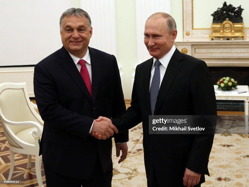 Russian President Vladimir Putin receives Hungarian Prime Minister Viktor Orban at the Kremlin
