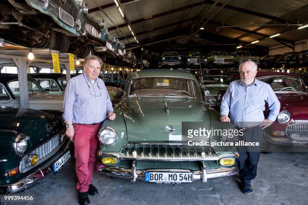 The brothers Martin and Josef Degener are standing next to an Opel in their hall in Vreden, Germany, 06 July 2017. The brothers have been collecting...