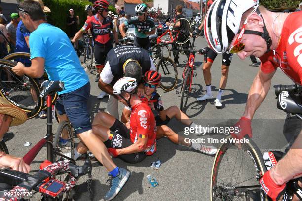 Jens Keukeleire of Belgium and Team Lotto Soudal / Richie Porte of Australia and BMC Racing Team / Crash / Injury / Doctor / Medical / Abandon /...