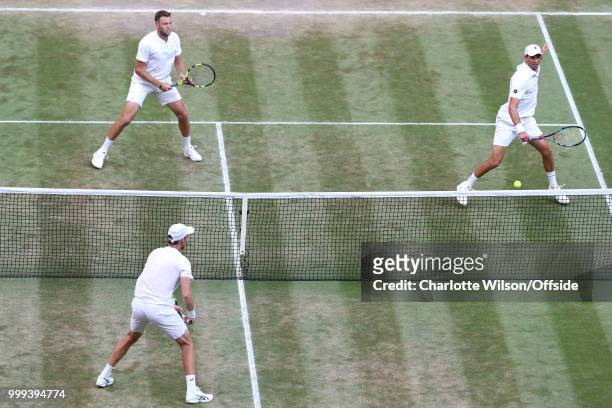 Mens Doubles Final - Raven Klaasen & Michael Venus v Mike Bryan & Jack Sock - Jack Sock and Mike Bryan in action at All England Lawn Tennis and...