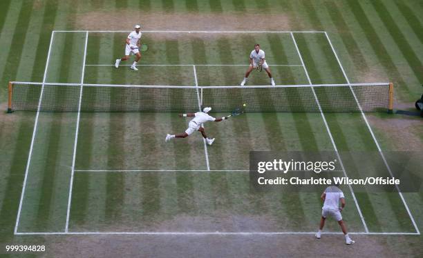 Mens Doubles Final - Raven Klaasen & Michael Venus v Mike Bryan & Jack Sock - A general view of match action on Centre Court at All England Lawn...