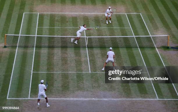 Mens Doubles Final - Raven Klaasen & Michael Venus v Mike Bryan & Jack Sock - A general view of match action on Centre Court at All England Lawn...