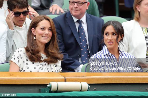 Mens Singles, Semi-Final - Rafael Nadal v Novak Djokovic - Kate Middleton, Duchess of Cambridge and Meghan Markle, Duchess of Sussex at All England...