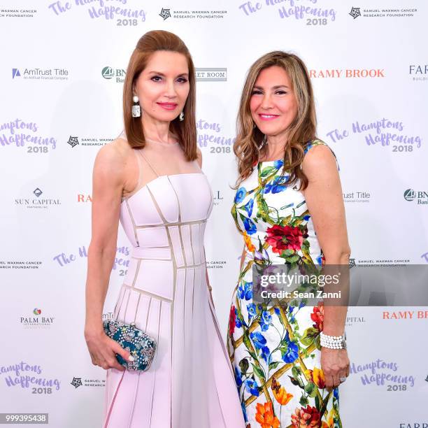 Jean Shafiroff and Maria Fishel attend The Samuel Waxman Cancer Research Foundation 14th Annual The Hamptons Happening on July 14, 2018 in...