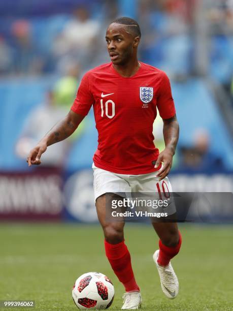Raheem Sterling of England during the 2018 FIFA World Cup Play-off for third place match between Belgium and England at the Saint Petersburg Stadium...