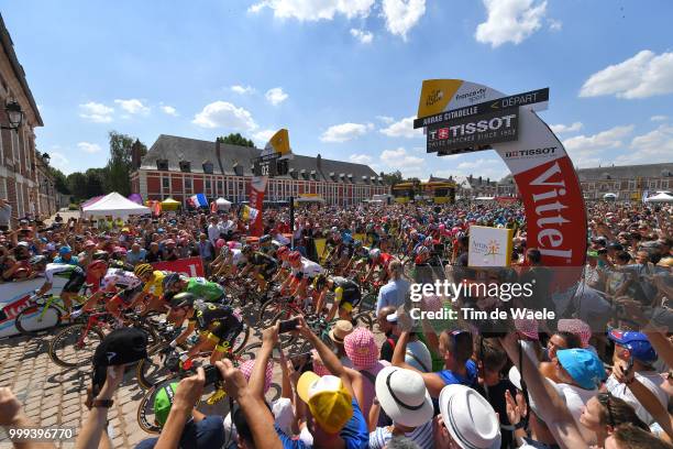 Start / Greg Van Avermaet of Belgium and BMC Racing Team Yellow Leader Jersey / Peter Sagan of Slovakia and Team Bora Hansgrohe Green Sprint Jersey /...