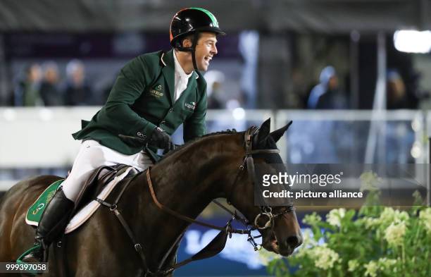Irish show jumper Cian O'Connor on horse Good Luck in action during the Team Show Jumping of the FEI European Championships 2017 in Gothenburg,...