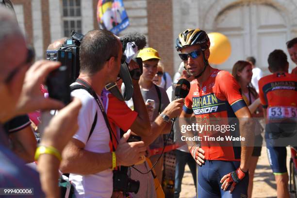 Start / Vincenzo Nibali of Italy and Bahrain Merida Pro Team / Interview / during the 105th Tour de France 2018, Stage 9 a 156,5 stage from Arras...