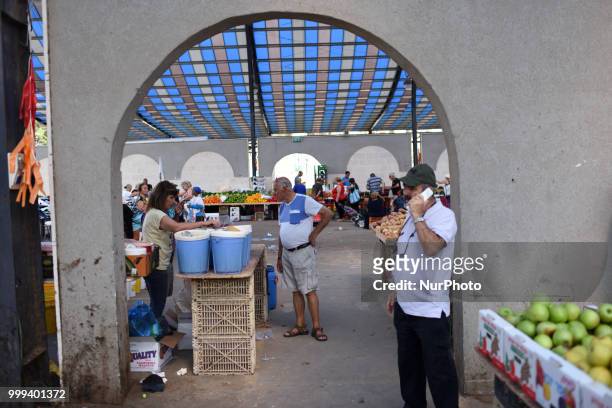 July 15, 2018: Israelis at the local market in the Southern city of Sderot, located near the Israel-Gaze border as a cease-fire holds after day of...