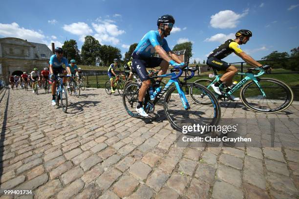 Start / Jose Joaquin Rojas of Spain and Movistar Team / Paul Martens of Germany and Team LottoNL - Jumbo / Cobbles / Pave / during the 105th Tour de...