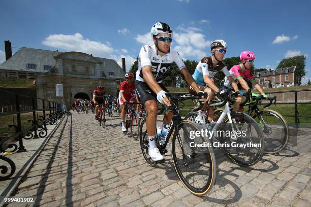 Start / Gianni Moscon of Italy and Team Sky / Romain Bardet of France and Team AG2R La Mondiale / Simon Clarke of Australia and Team EF Education...