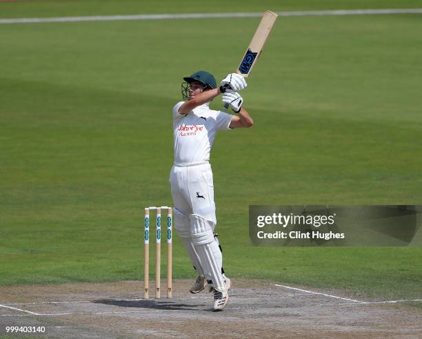 Tom Keast of Nottinghamshire bats during the Lancashire Second XI v Nottinghamshire Second XI match at Emirates Old Trafford on July 15, 2018 in...