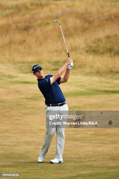 Beau Hossler of the United States seen while practicing during previews to the 147th Open Championship at Carnoustie Golf Club on July 15, 2018 in...