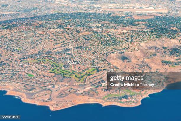 aerial view of rancho palos verdes, la - rancho palos verdes stock-fotos und bilder