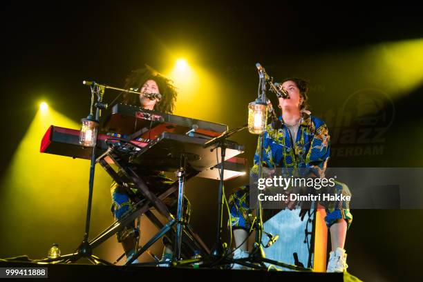 Lisa-Kainde Diaz and Naomi Diaz of Ibeyi perform on stage at North Sea Jazz Festival at Ahoy on July 13, 2018 in Rotterdam, Netherlands.