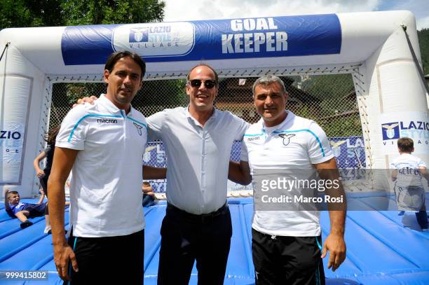 Lazio head coach Simone Inzaghi, Majer of Auronzo di Cadore Enrico Zandegiacomo and SS Lazio Club Manager Angelo Peruzzi at Lazio Style Village...