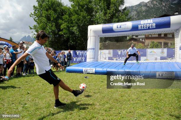 Lazio head coach Simone Inzaghi and SS Lazio Club Manager Angelo Peruzzi at Lazio Style Village before the SS Lazio pre-season training camp on July...