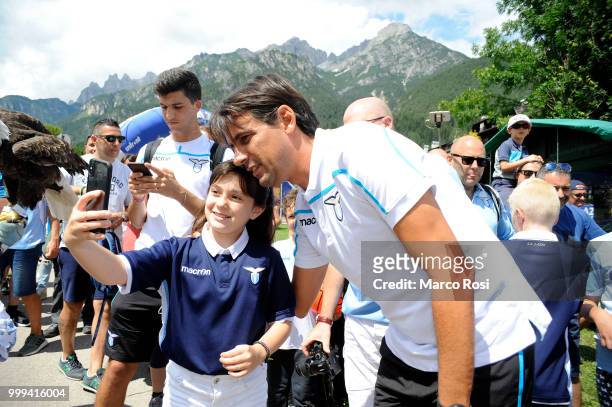 Lazio head coach Simone Inzaghi at Lazio Style Village before the SS Lazio pre-season training camp on July 15, 2018 in Auronzo di Cadore...
