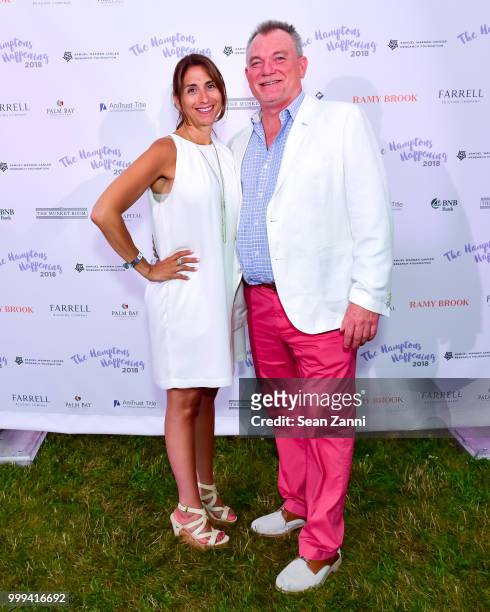 Michelle McAteer and Kevin O'Connor attend The Samuel Waxman Cancer Research Foundation 14th Annual The Hamptons Happening on July 14, 2018 in...