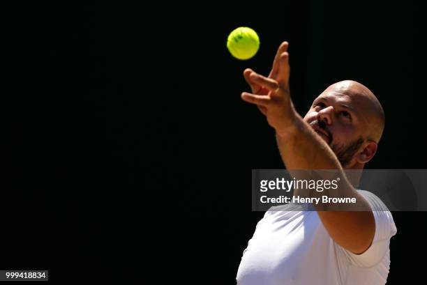 July 15: Stefan Olsson of Sweden during the mens wheelchair final against Gustavo Fernandez of Argentina at the All England Lawn Tennis and Croquet...