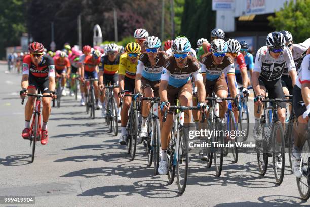 Greg Van Avermaet of Belgium and BMC Racing Team Yellow Leader Jersey / Oliver Naesen of Belgium and Team AG2R La Mondiale / Tony Gallopin of France...