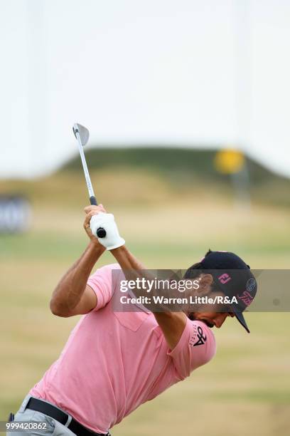 Rafael Cabrera-Bello of Spain seen while practicing during previews to the 147th Open Championship at Carnoustie Golf Club on July 15, 2018 in...
