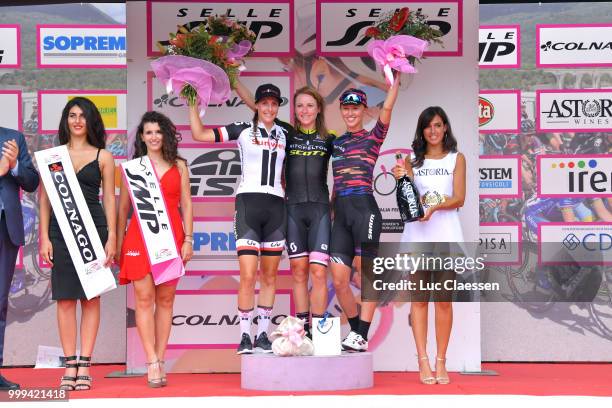 Podium / Annemiek van Vleuten of The Netherlands and Team Mitchelton-Scott Pink Leader Jersey / Lucinda Brand of The Netherlands and Team Sunweb /...