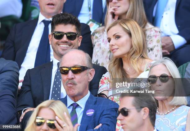 Andrew Levitas and Katherine Jenkins attend the men's singles final on day thirteen of the Wimbledon Tennis Championships at the All England Lawn...