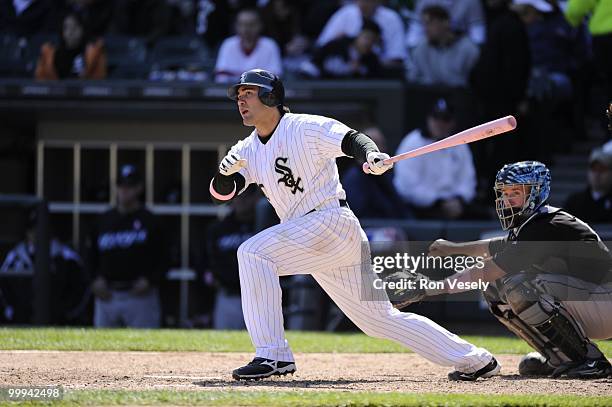 Carlos Quentin of the Chicago White Sox bats against the Toronto Blue Jays on May 9, 2010 at U.S. Cellular Field in Chicago, Illinois. The Blue Jays...